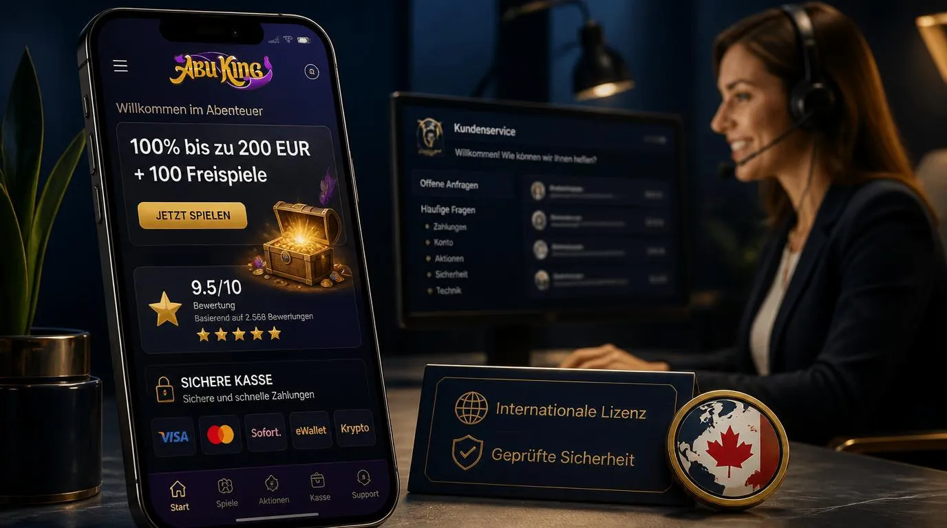 Smartphone mit Casino-Bewertung von 9,5 Punkten, Bonusanzeige und geschützter Zahlungsübersicht